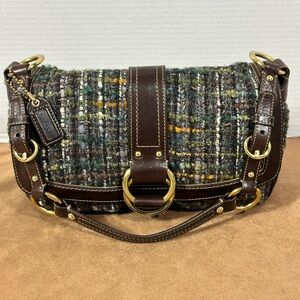 Coach Brown Tweed Double Shoulder Bag